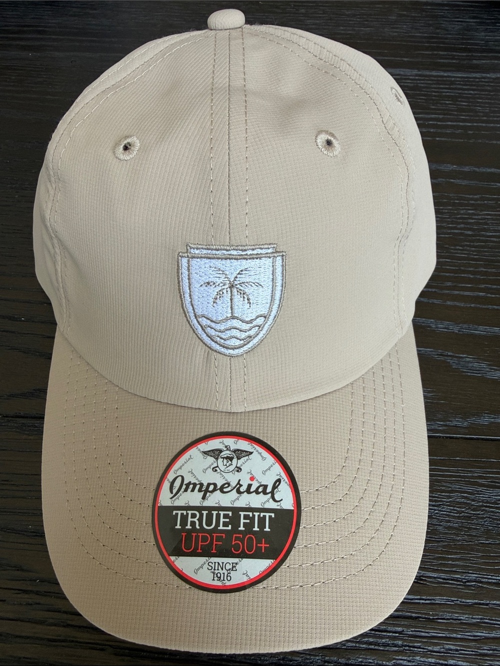 Imperial True Fit Khaki Baseball Cap with Palm Crest